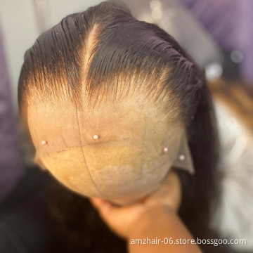 AMZHair Raw Straight Brazilian Virgin 100% Human Hair Wig Cheap HD Full Lace Front Wig Human Hair With Baby Hair For Black Women